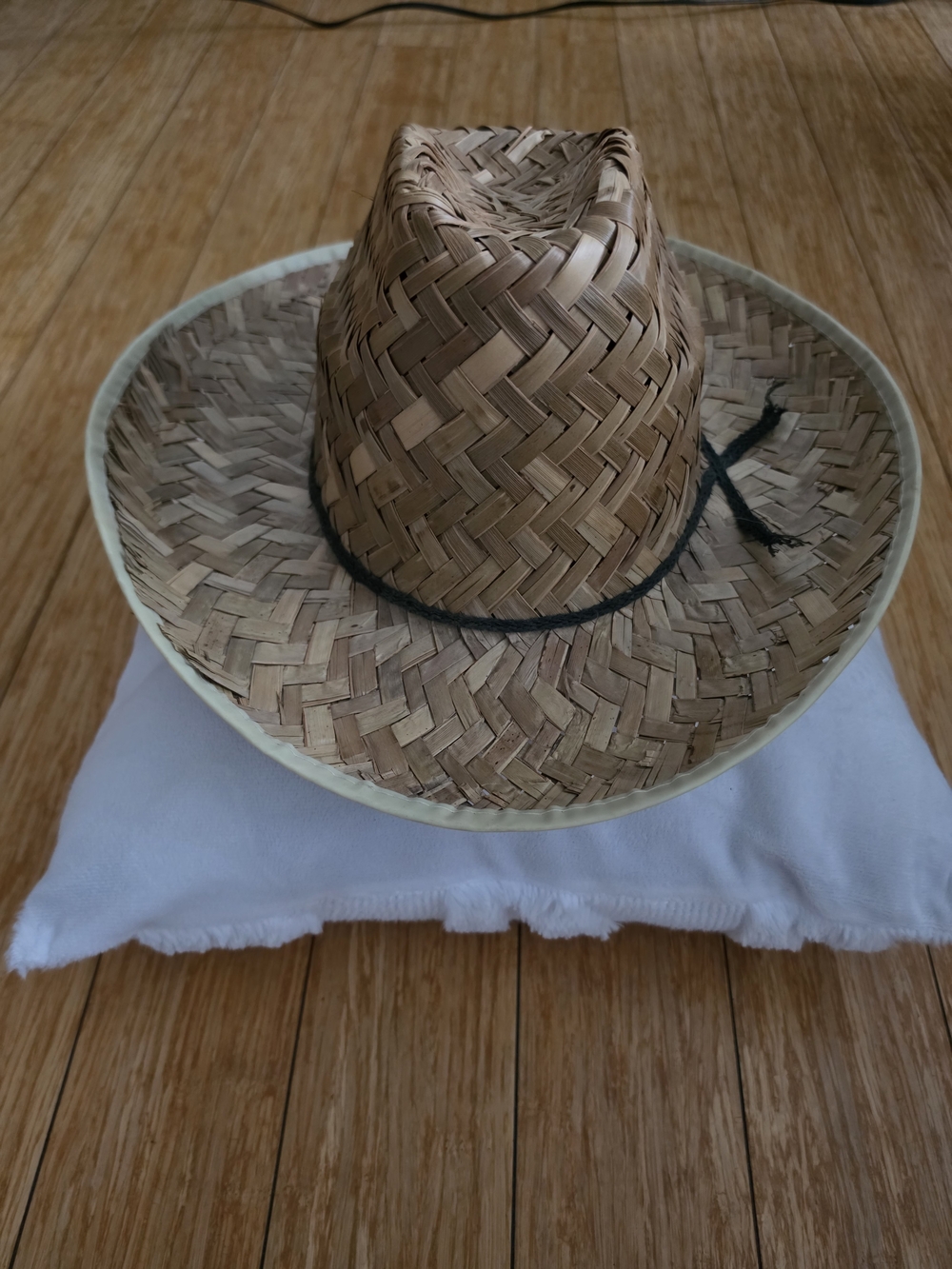 Woven Straw Fedora Hat with Black Band - Natural